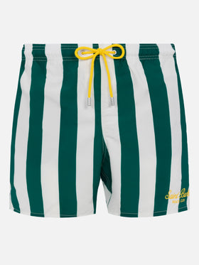 Mittellange gestreifte Badeshorts Gustavia mit St. Barth-Stickerei