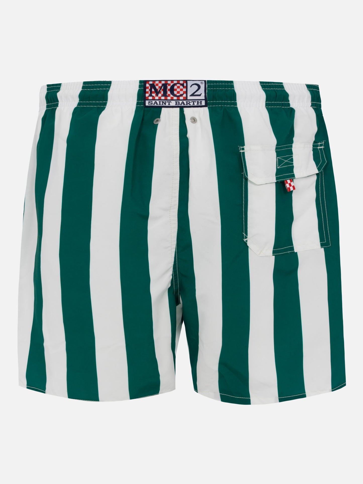 Mittellange gestreifte Badeshorts Gustavia mit St. Barth-Stickerei