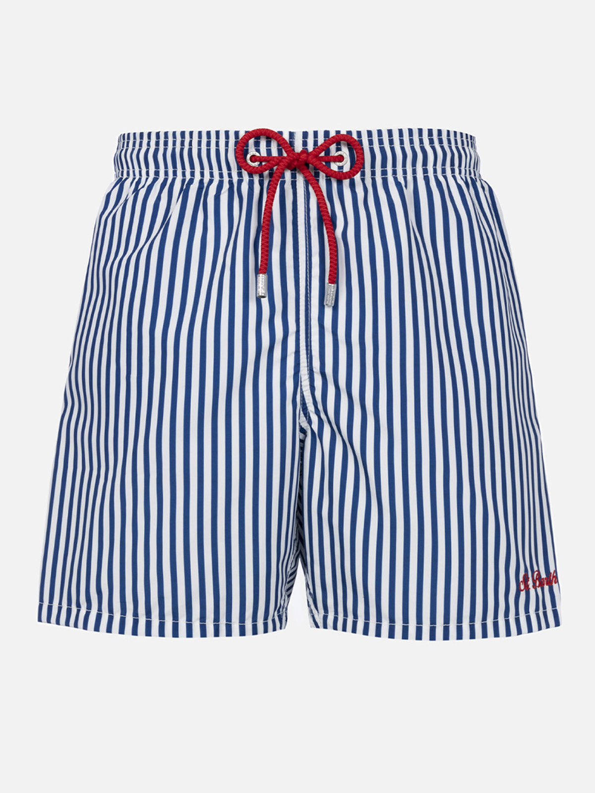 Mid-length striped Gustavia swim-shorts with St. Barth embroidery - MC2 Saint Barth