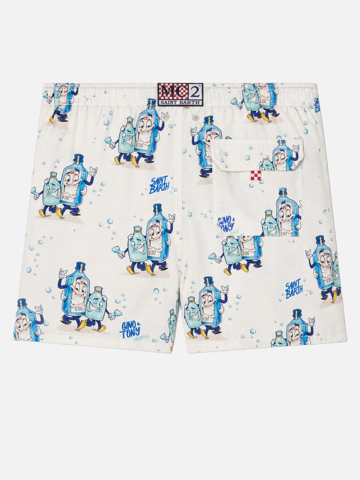 Mittellange Gustavia Badeshorts mit Cocktail-Print |CRYPTOPUPPETS SPECIAL EDITION