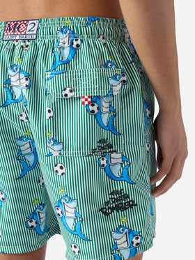 Gustavia striped swim shorts with shark print | Special Edition
