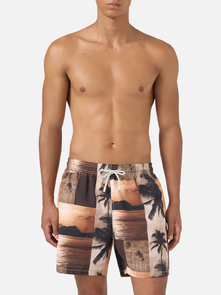 Gustavia swim shorts with sunset print | Special Edition