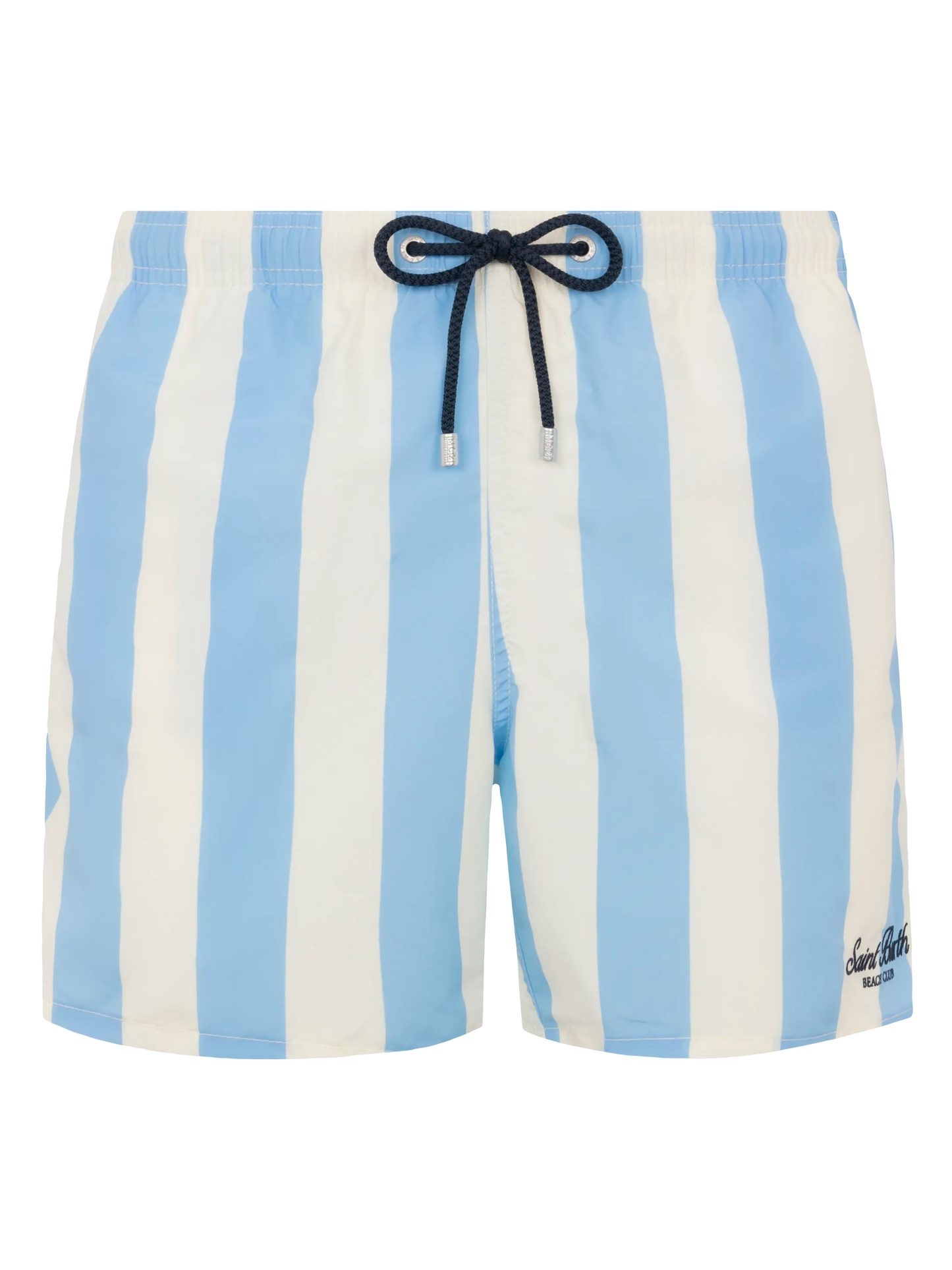 Costume mare lunghezza media Gustavia a righe con ricamo St. Barth
