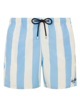 Costume mare lunghezza media Gustavia a righe con ricamo St. Barth