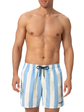 Costume mare lunghezza media Gustavia a righe con ricamo St. Barth