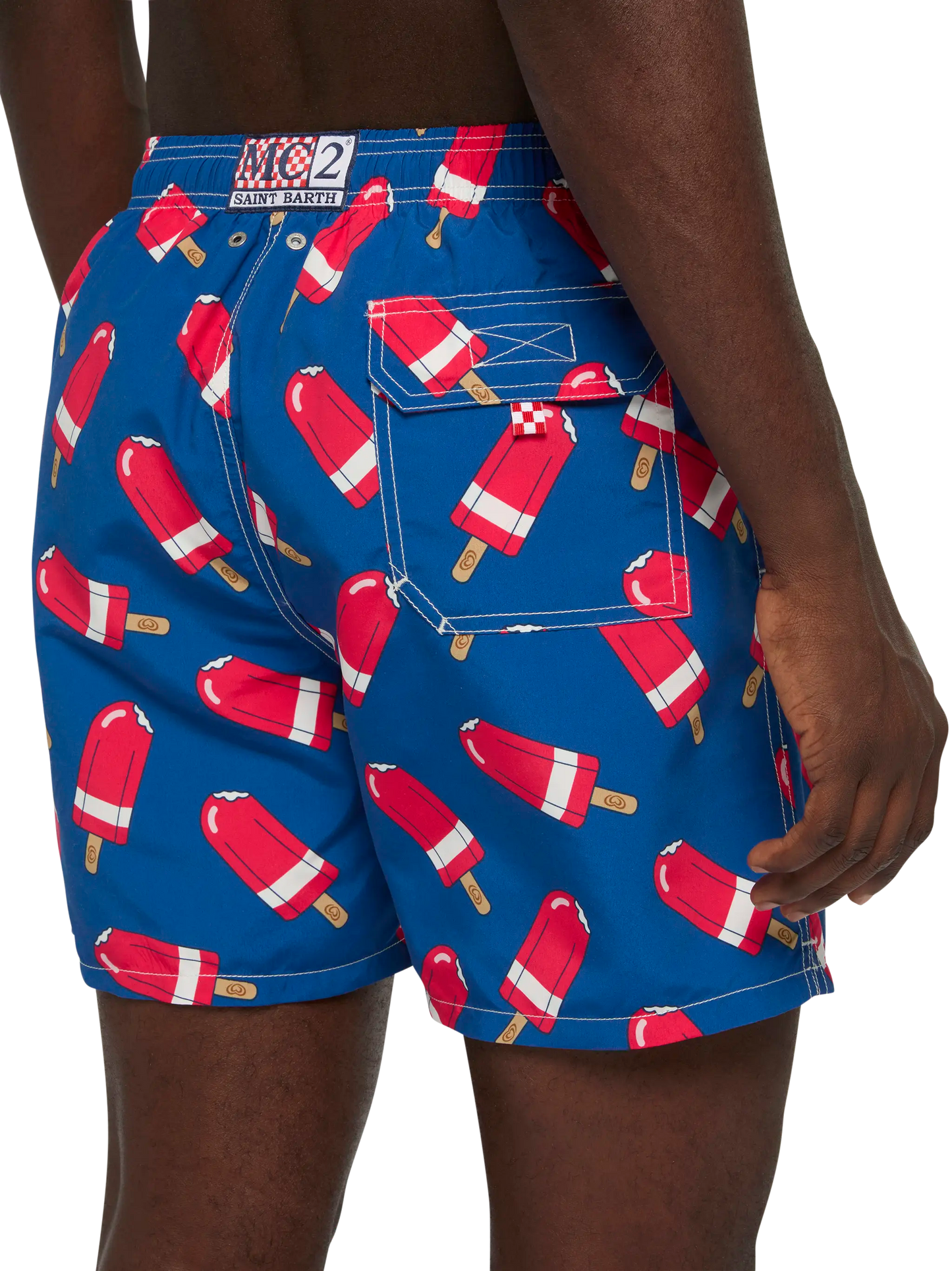 Mid-length Gustavia swim-shorts with Fior di Fragola print | ALGIDA SPECIAL EDITION