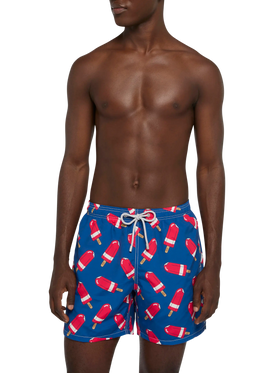 Mid-length Gustavia swim-shorts with Fior di Fragola print | ALGIDA SPECIAL EDITION