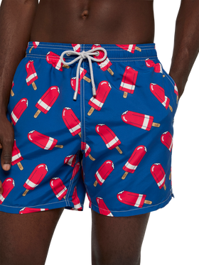 Mid-length Gustavia swim-shorts with Fior di Fragola print | ALGIDA SPECIAL EDITION