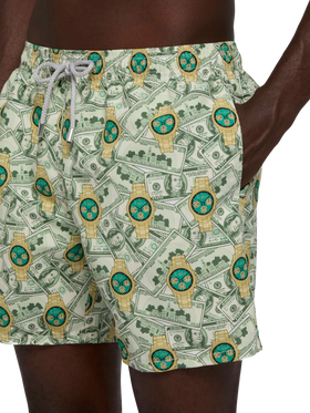 Mittellange Badeshorts Gustavia mit Uhren-Print