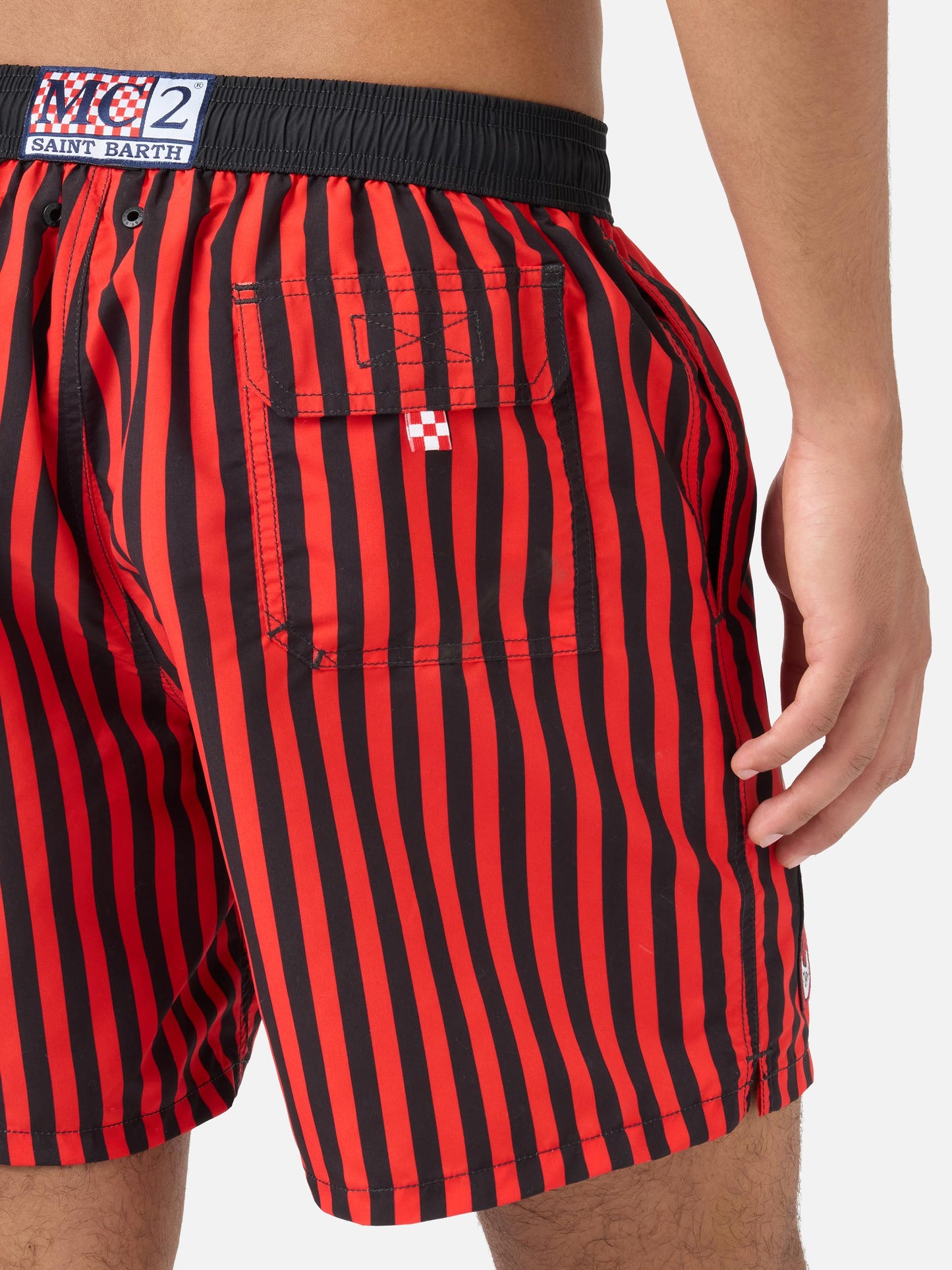 Costume mare Gustavia a righe rosse con ricamo AS Cannes | AS CANNES SPECIAL EDITION