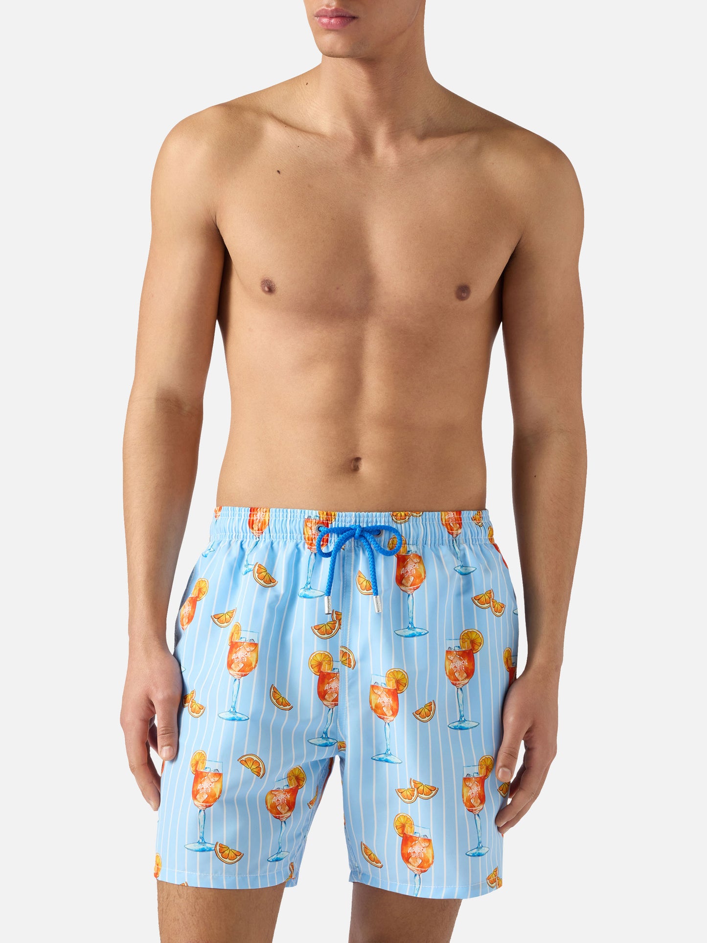 Gustavia striped swim shorts with cocktail print | Special Edition