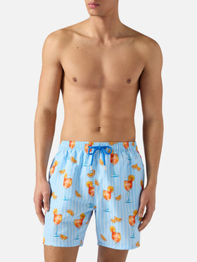 Gustavia striped swim shorts with cocktail print | Special Edition