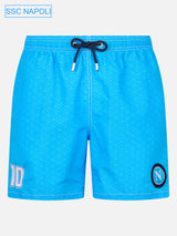 Man mid-length Gustavia swim-shorts with Napoli print | SSC NAPOLI SPECIAL EDITION