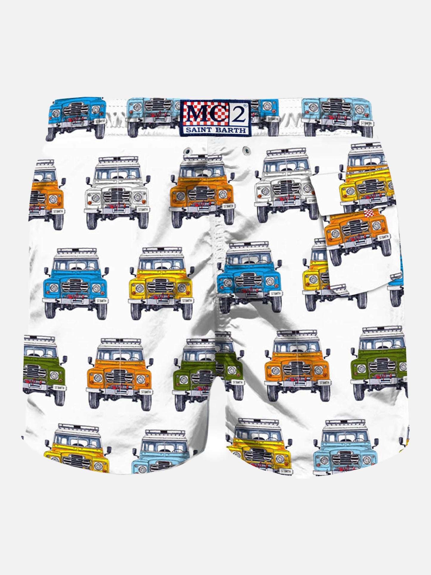 Man swim shorts safari car print