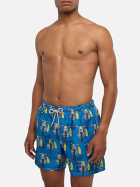 Mid-length swimshorts with surf motorbike