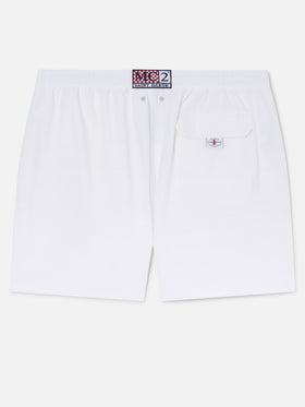 Short de bain blanc Gustavia avec broderie Cigarette | Édition spéciale 