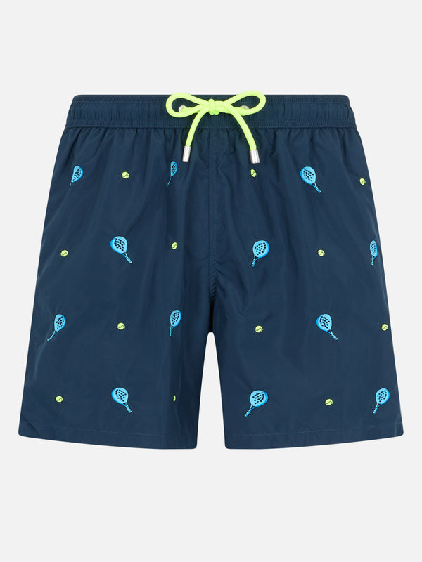 Mittellange Badeshorts für Herren Gustavia mit Padel-Stickerei