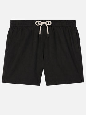 Bañador corto de lino liso negro Gustavia 