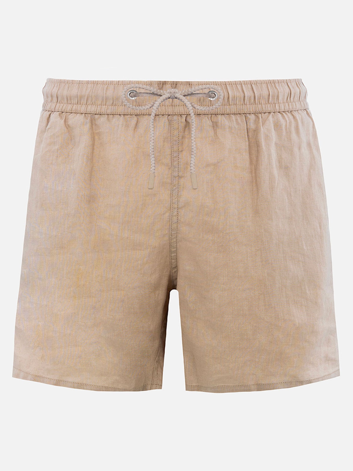 Man mid-length beige linen swim-shorts Gustavia