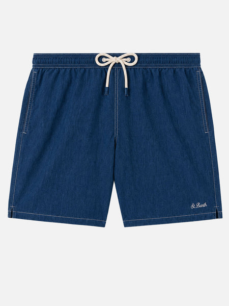 Gustavia denim blue linen swim shorts – MC2 Saint Barth