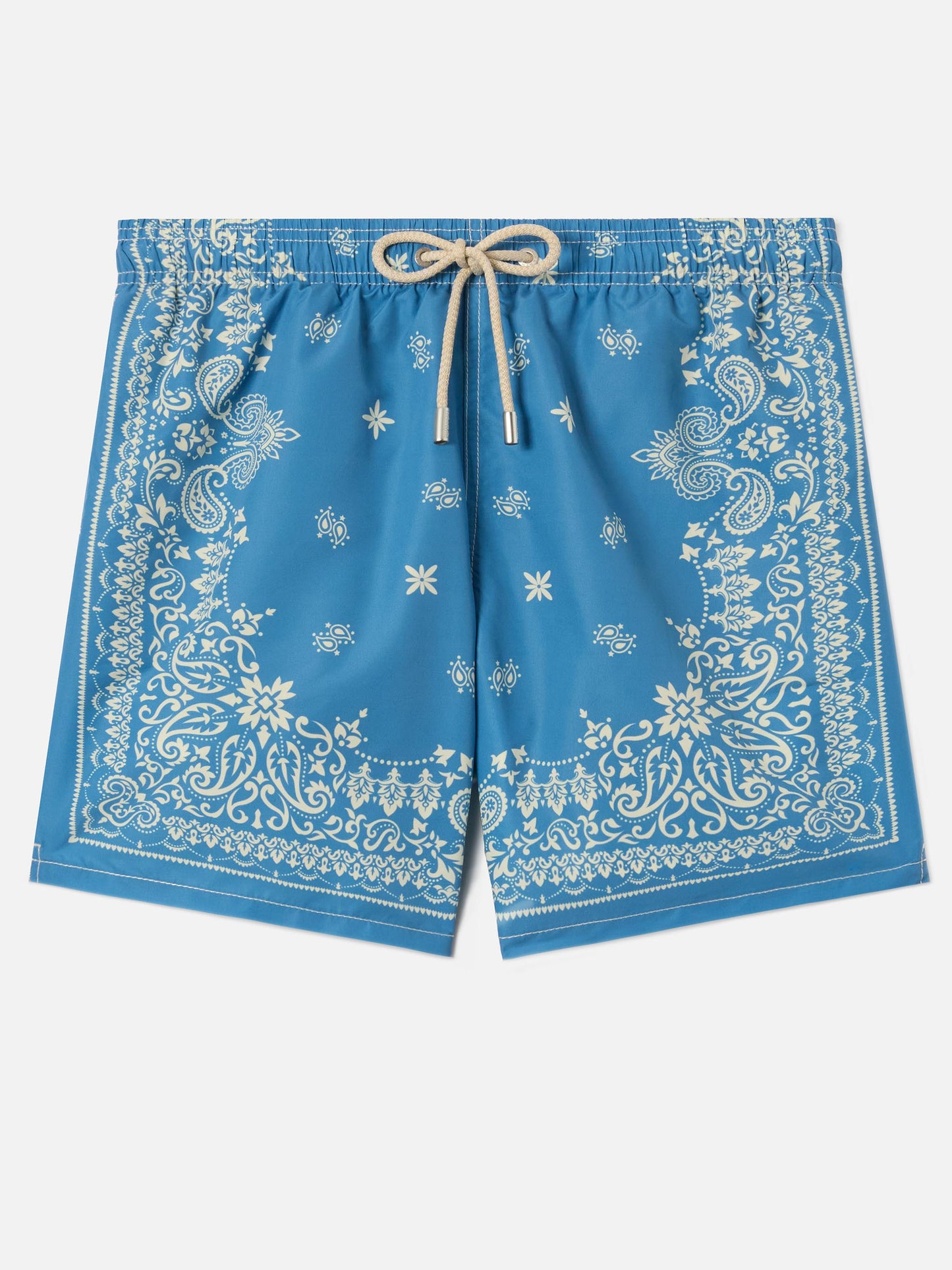 Gustavia light blue swim shorts with bandana print