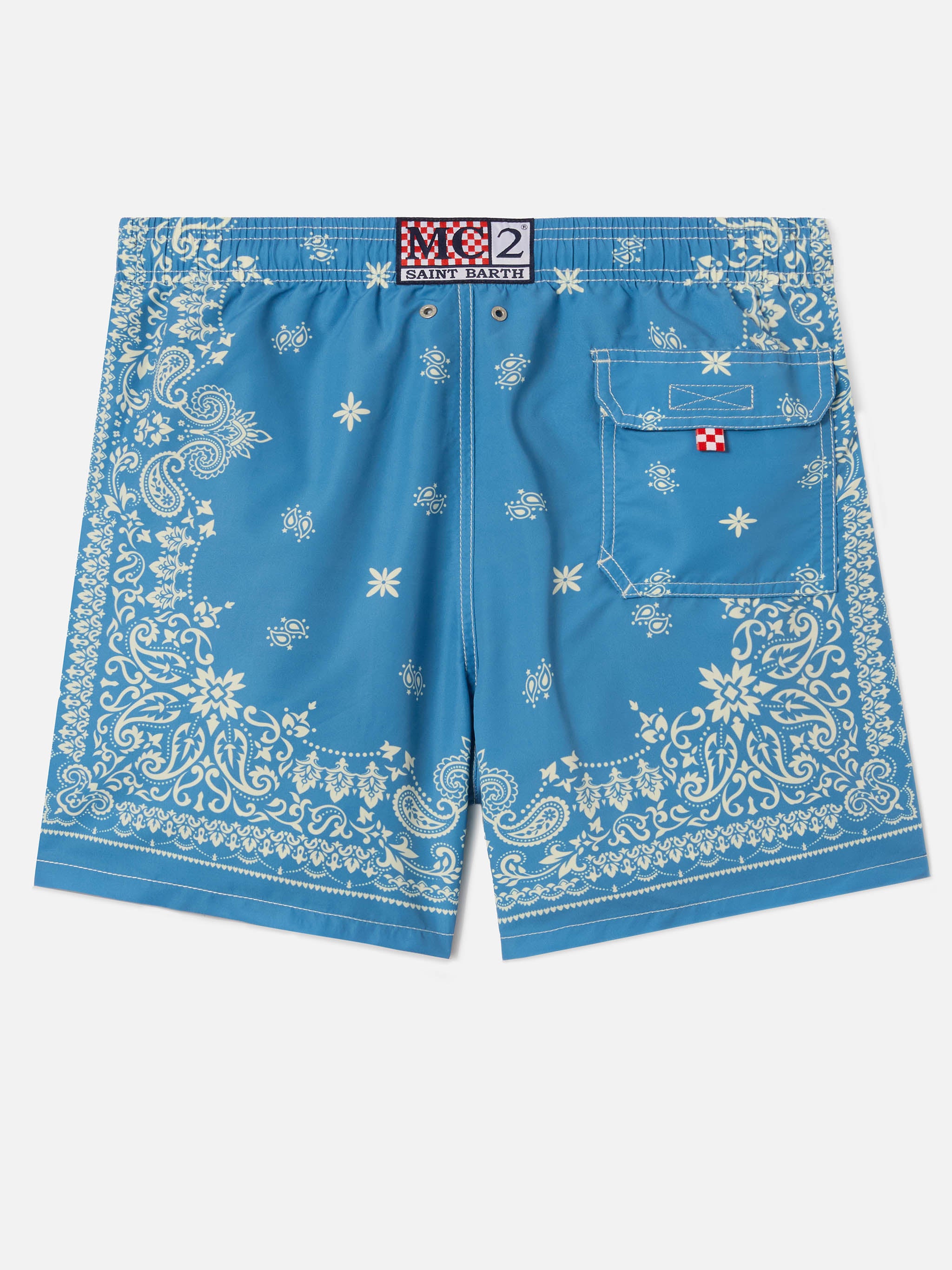 Gustavia light blue swim shorts with bandana print – MC2 Saint Barth