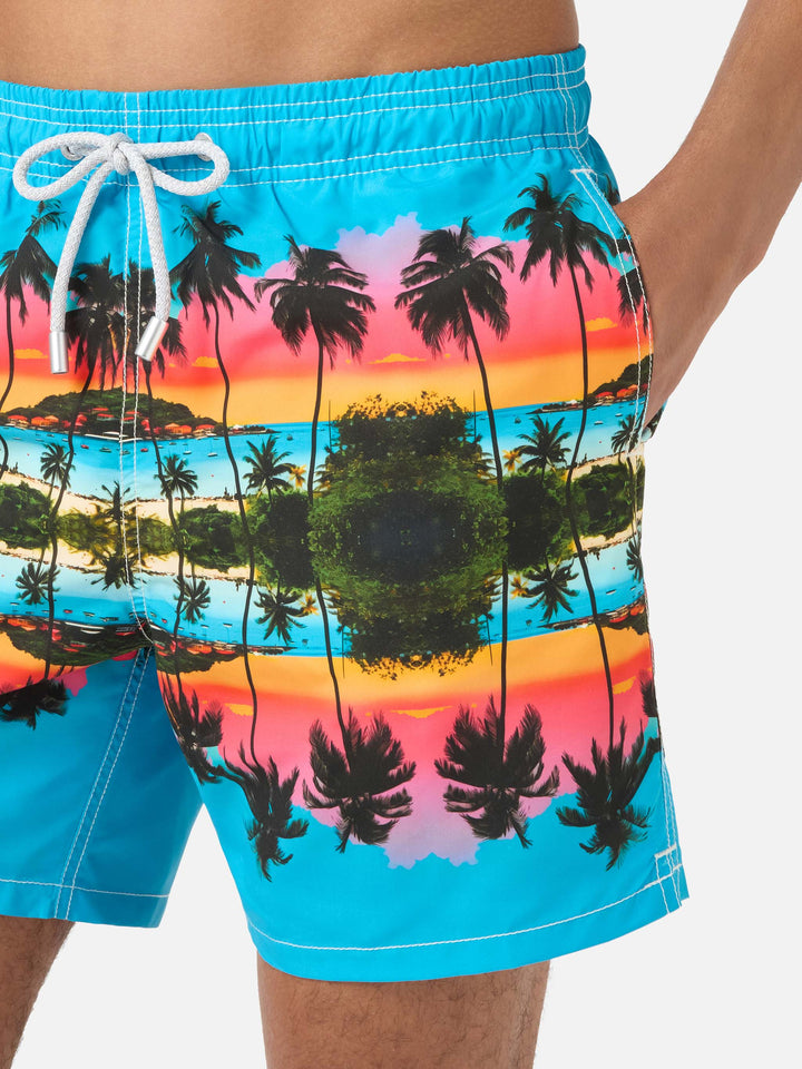 Gustavia palm landscape placed print swim shorts | Special Edition