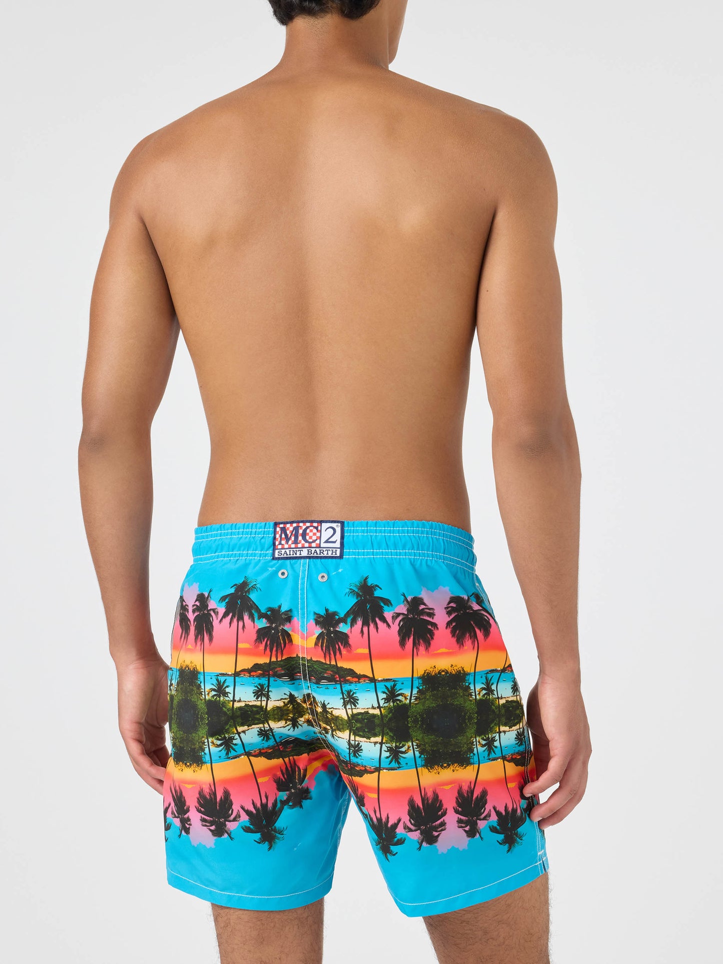 Gustavia palm landscape placed print swim shorts | Special Edition