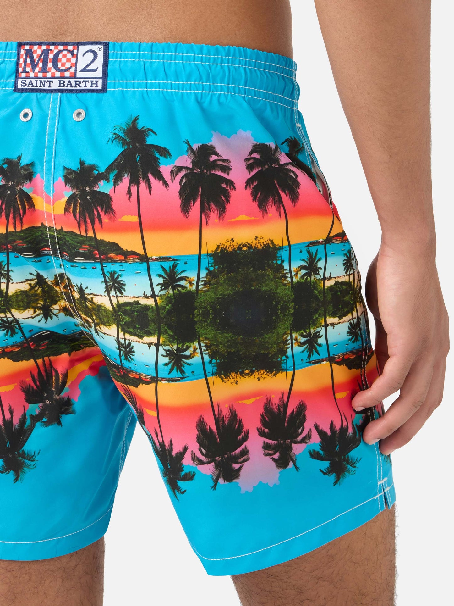 Gustavia palm landscape placed print swim shorts | Special Edition