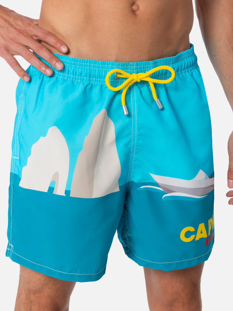 Mittellange Gustavia-Badeshorts für Herren mit Capri-Aufdruck