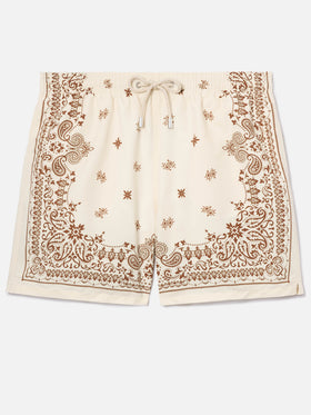 Gustavia beige swim shorts with bandana print
