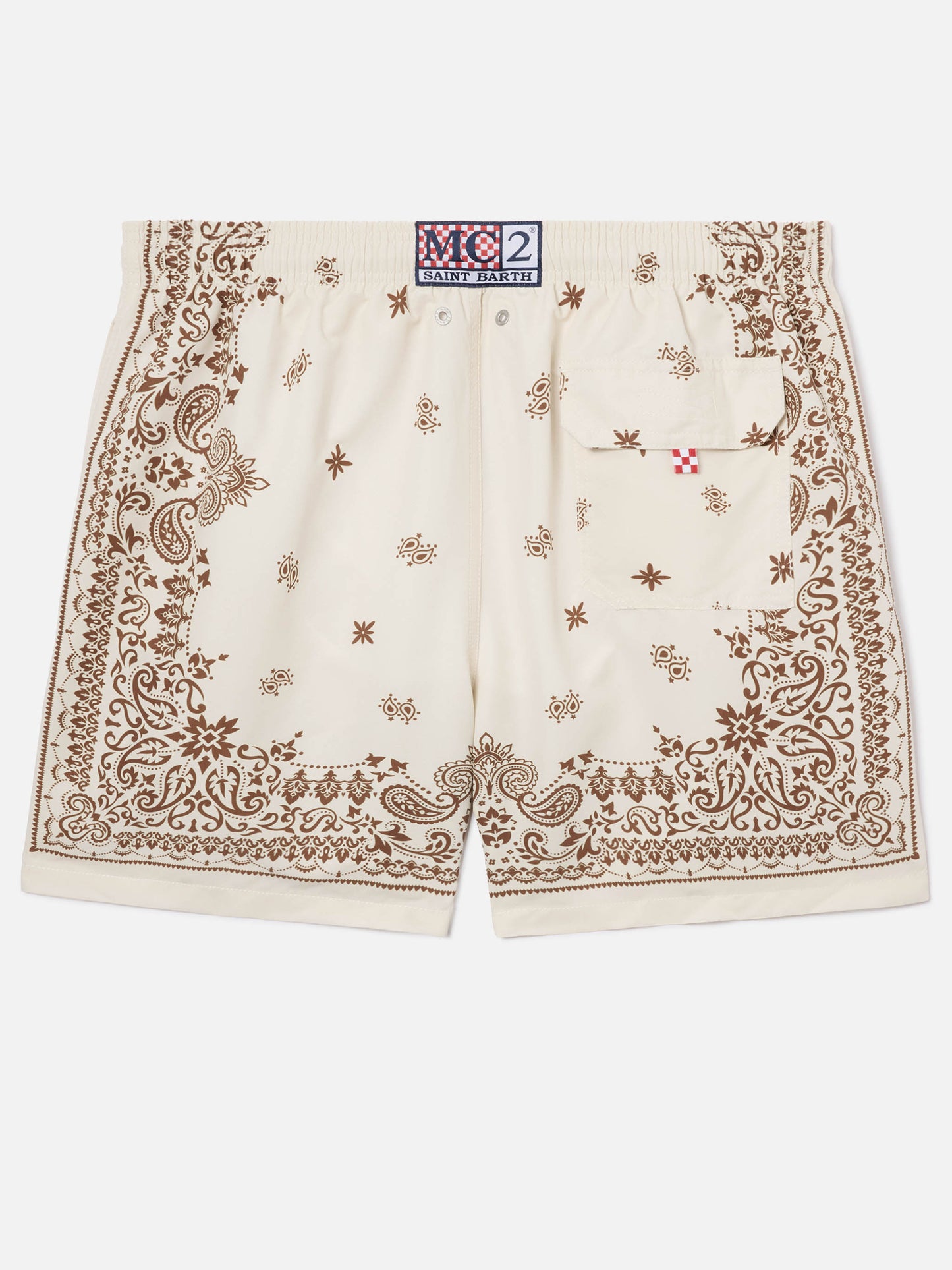 Costume mare Gustavia beige con stampa bandana