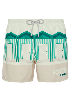 Costume mare lunghezza media Gustavia con stampa cartolina Forte dei Marmi