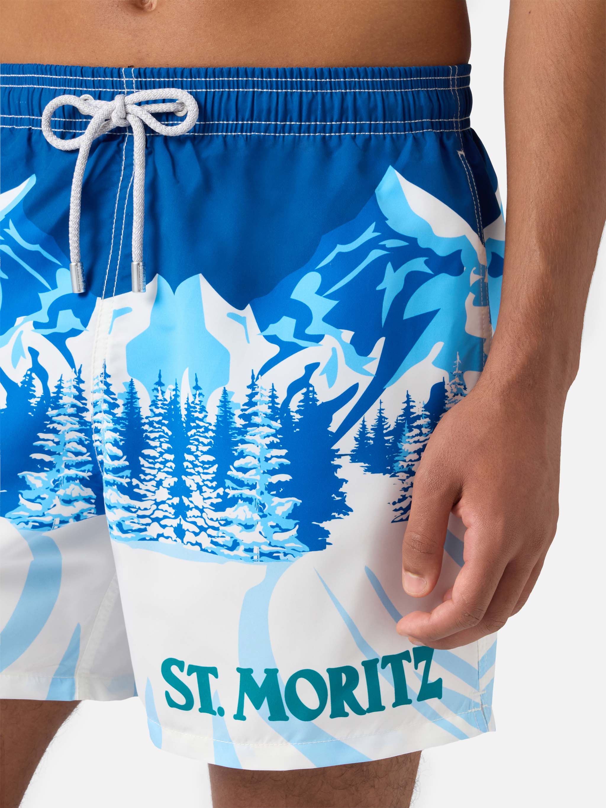 Mid-length Gustavia swim-shorts with St. Moritz placed print – MC2