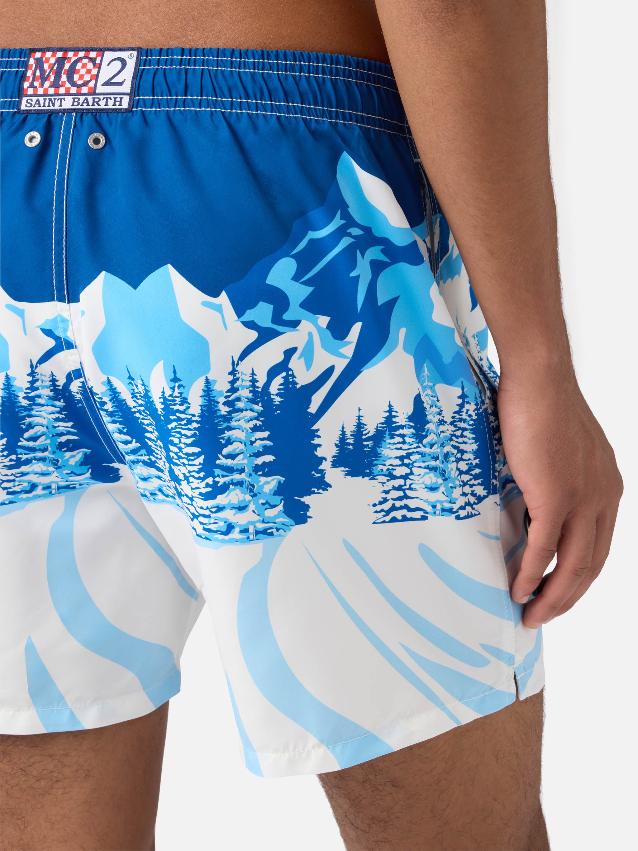 Mid-length Gustavia swim-shorts with St. Moritz placed print – MC2