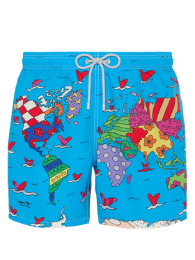 Mid-length Gustavia swim-shorts with Britto world placed print| BRITTO SPECIAL EDITION - MC2 Saint Barth