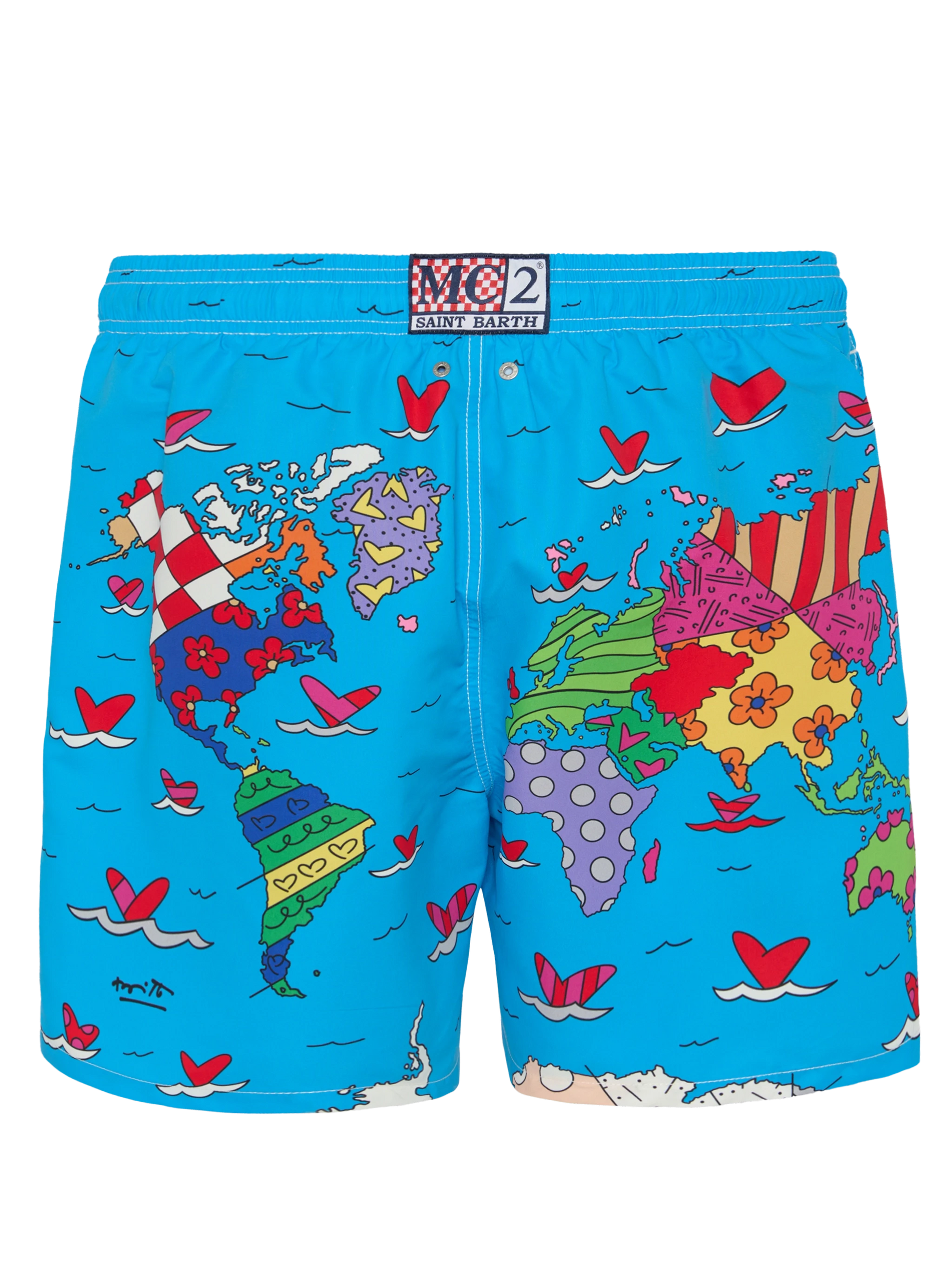 Mid-length Gustavia swim-shorts with Britto world placed print| BRITTO SPECIAL EDITION - MC2 Saint Barth