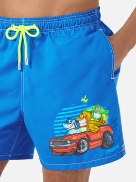 Bañador corto con estampado posicionado Gustavia green Cryptopuppets Good Fellas | Edición especial 