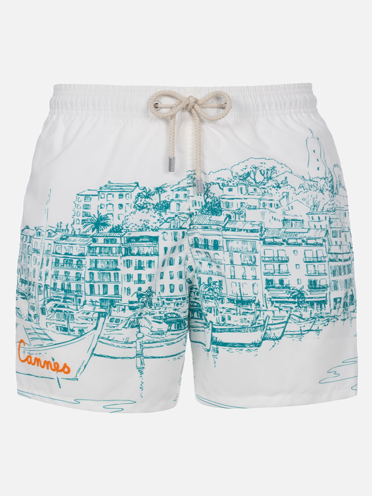 Man Gustavia Placed Print Swim Shorts – Mid-Length | Peach Touch 
