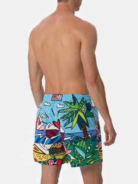 Mittellange Badeshorts Gustavia für Herren mit platziertem Aufdruck von Britto Design | ©BRITTO SPECIAL EDITION