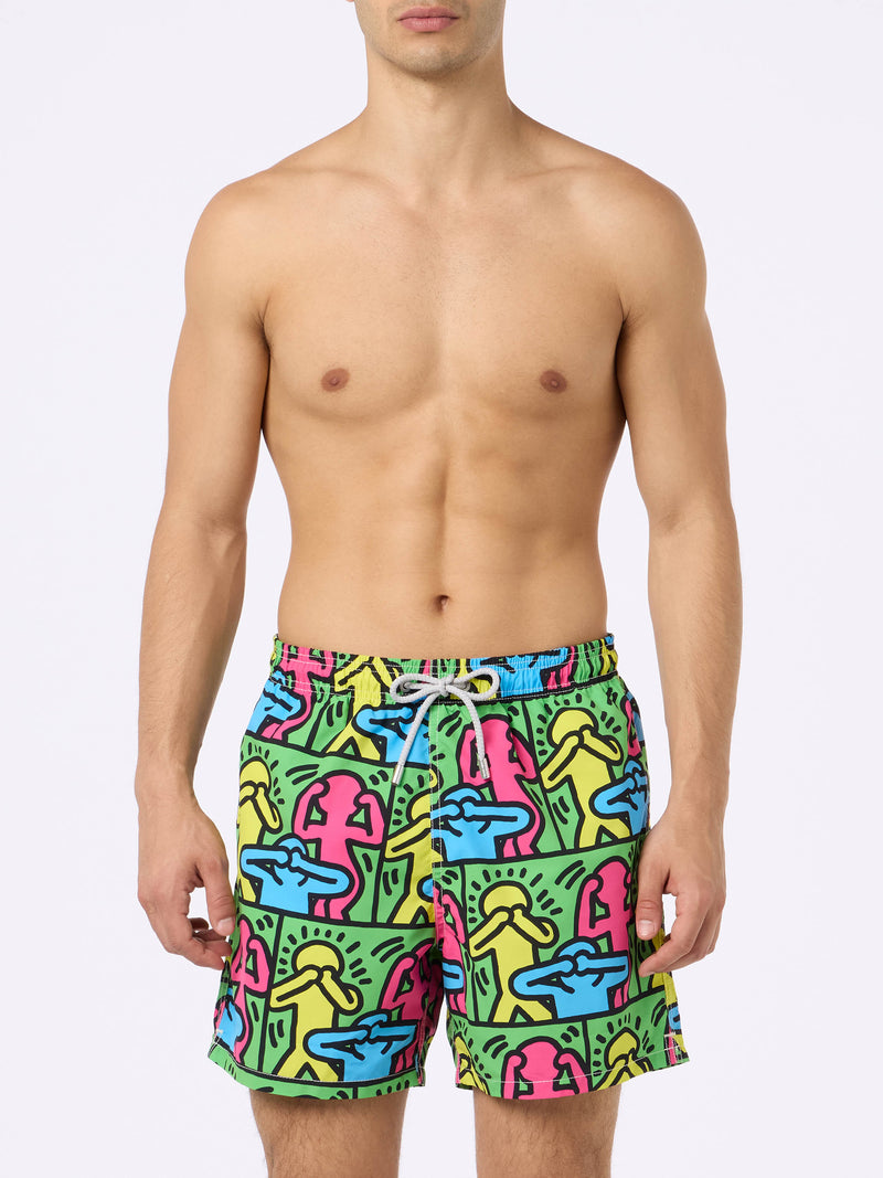 Costume da bagno da uomo Gustavia lunghezza media con stampa piazzata disegno Keith Haring| KEITH HARING EDIZIONE SPECIALE