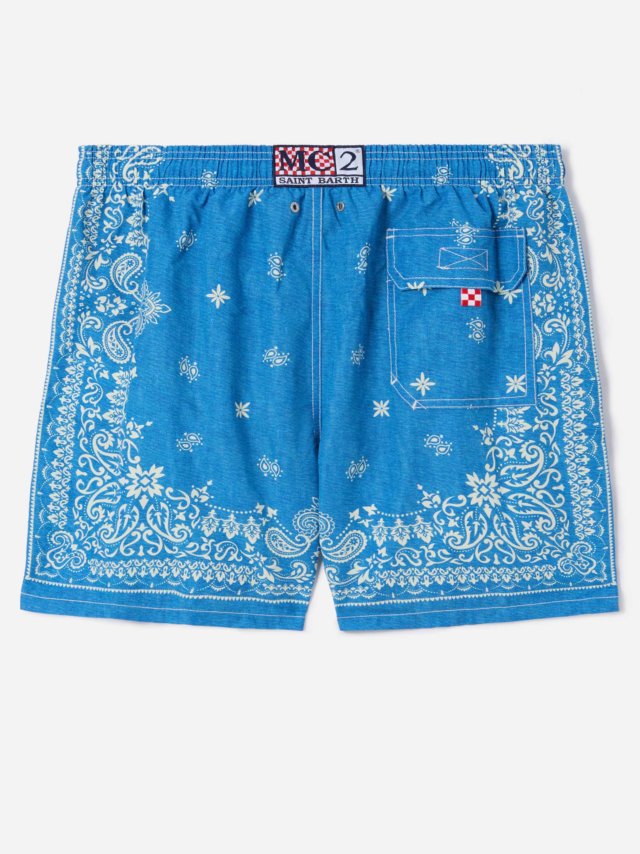 Gustavia blue swim shorts with bandana print – MC2 Saint Barth
