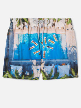 Costume mare Gustavia con stampa piscina tropicale | Special Edition