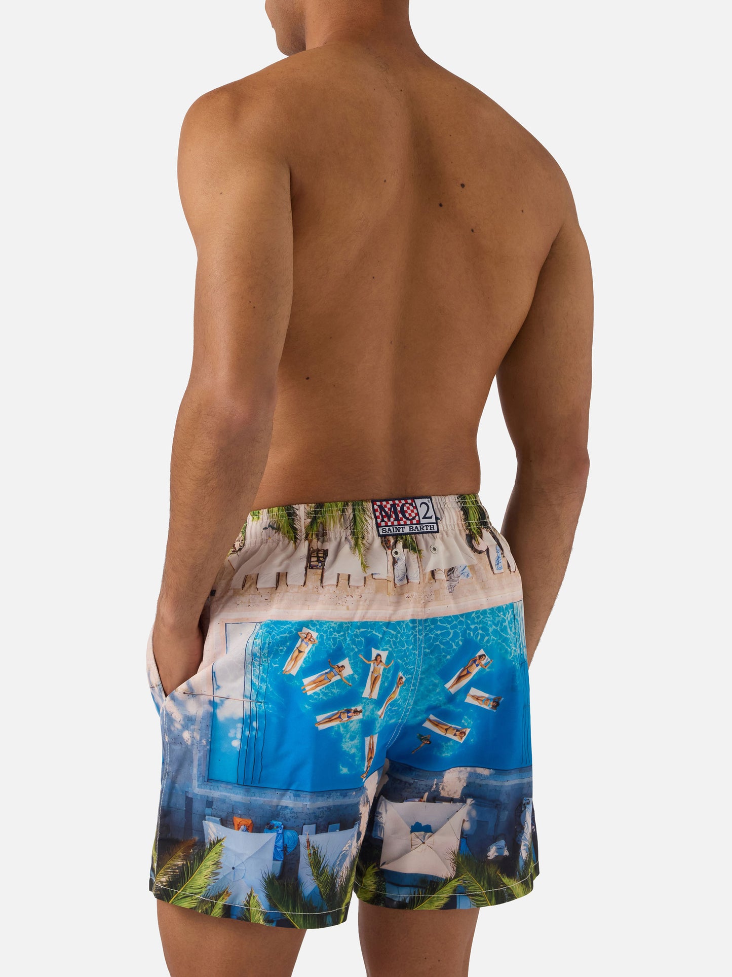 Costume mare Gustavia con stampa piscina tropicale | Special Edition