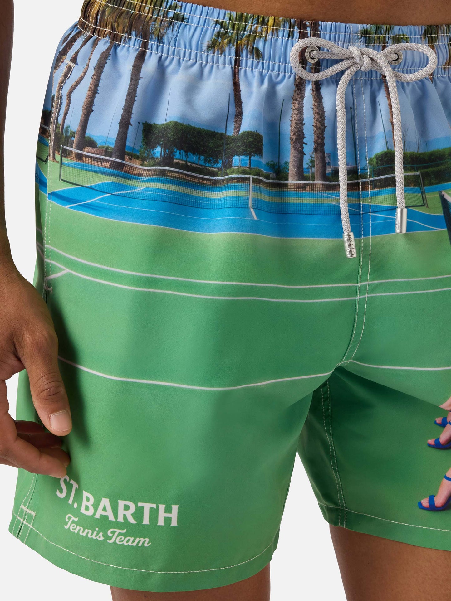 Gustavia swim shorts with St. Barth Tennis print | Special Edition