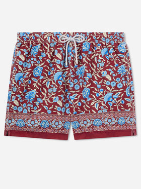 Gustavia bordeauxfarbene Badeshorts mit floralem Print 