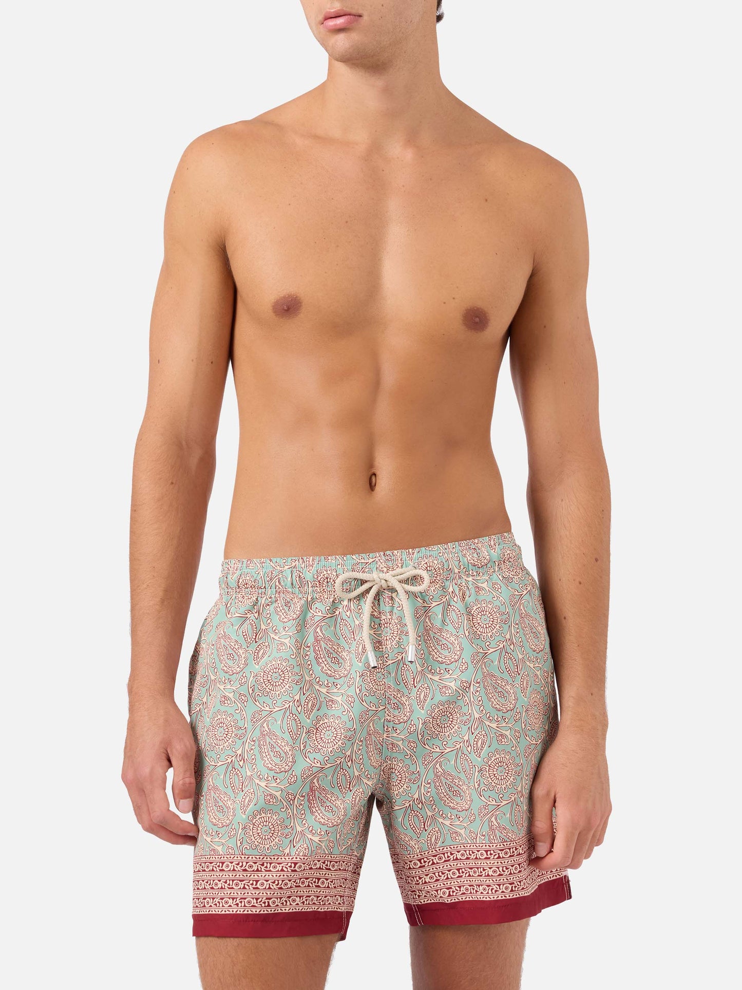 Costume mare Gustavia verde acqua con stampa paisley a contrasto