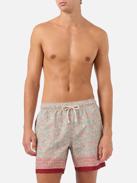 Costume mare Gustavia verde acqua con stampa paisley a contrasto