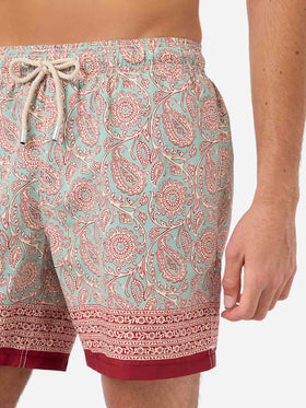 Costume mare Gustavia verde acqua con stampa paisley a contrasto