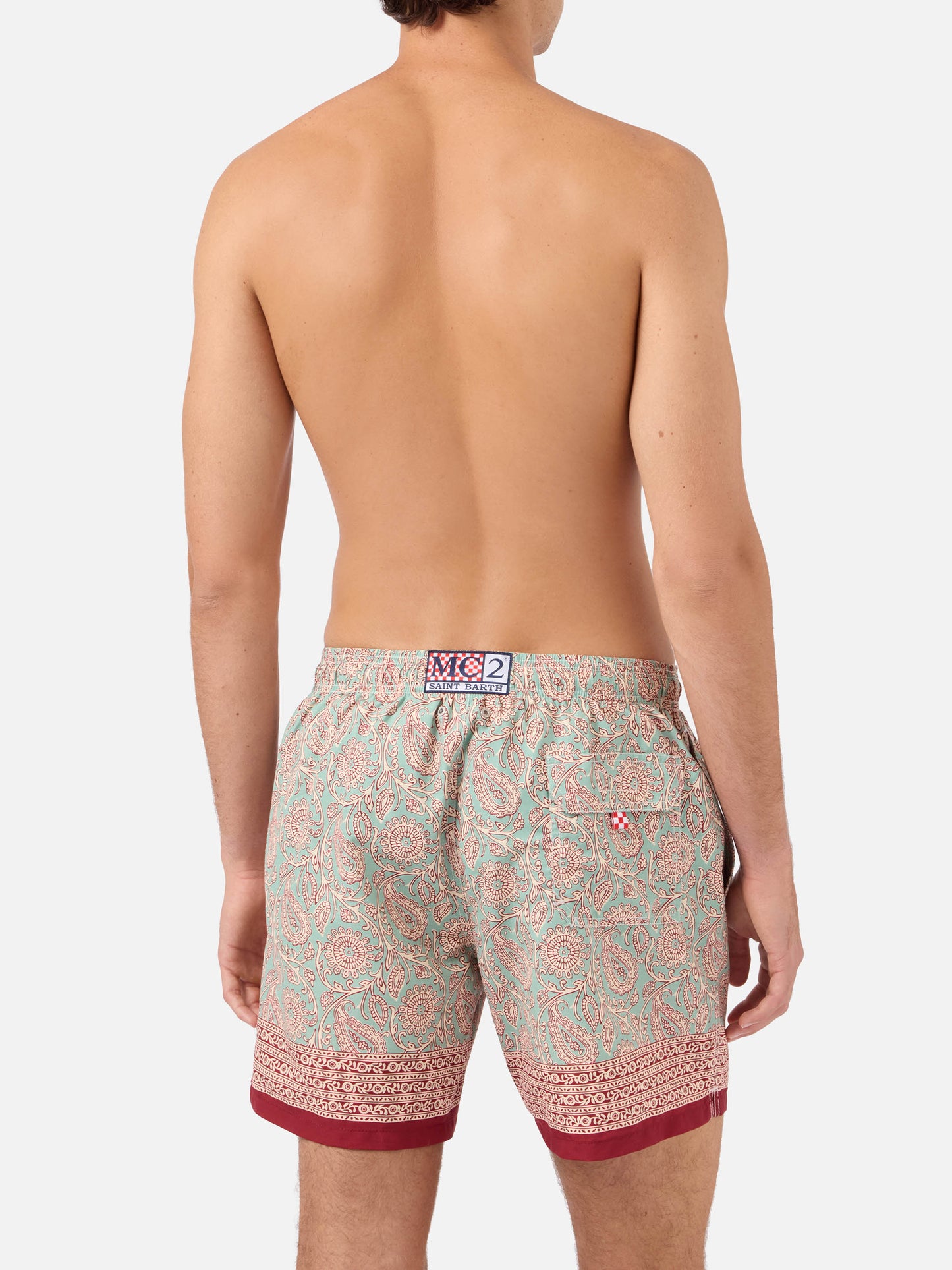 Costume mare Gustavia verde acqua con stampa paisley a contrasto